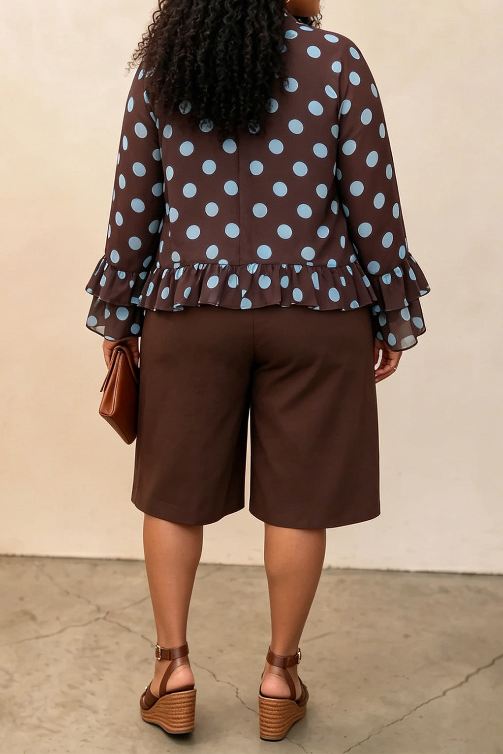 Plus Size Polka Dot Top & Capri Pants Set Lavish Daily