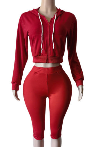 Cropped Zip Hoodie Biker Shorts Set Lavish Daily