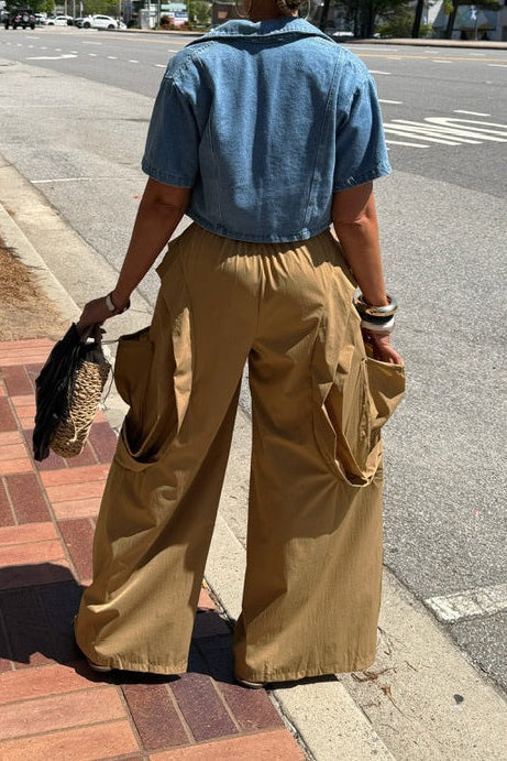 Cascading Ruffle Wide Leg Parachute Pants Lavish Daily