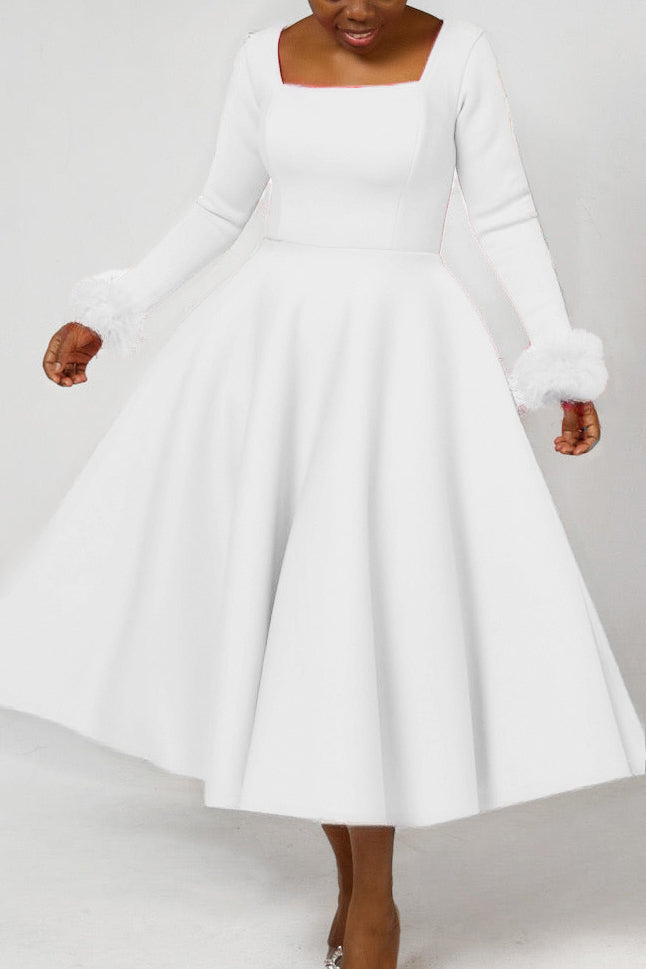 Long Sleeve Square Neck Maxi Dresses Lavish Daily