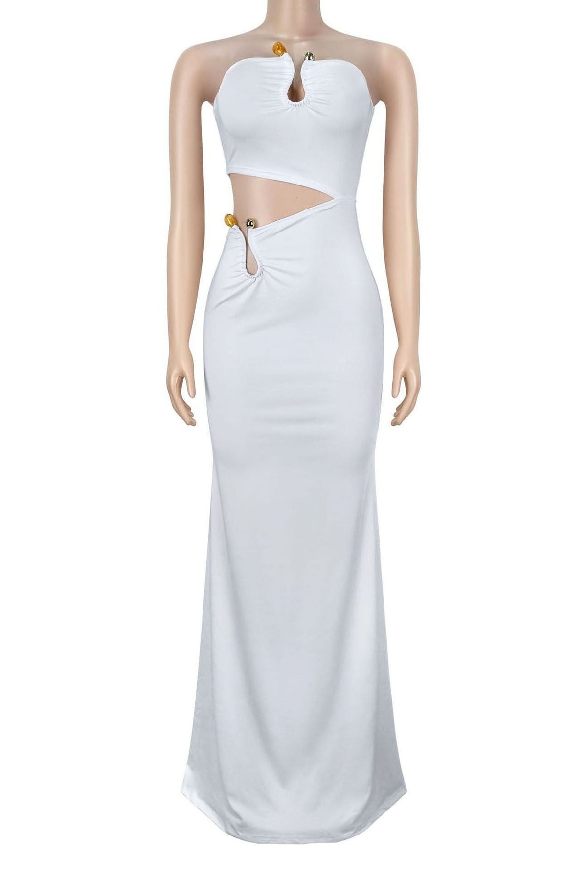 Strapless Hardware Cutout Maxi Dress Lavish Daily