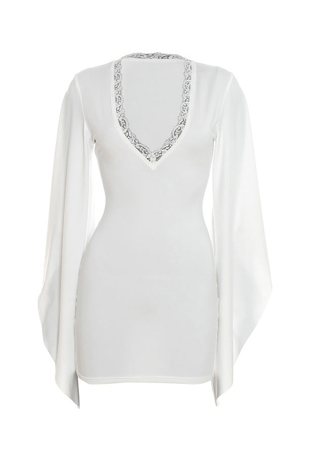 Ruffle Flare Sleeve Bodycon Dress Lavish Daily