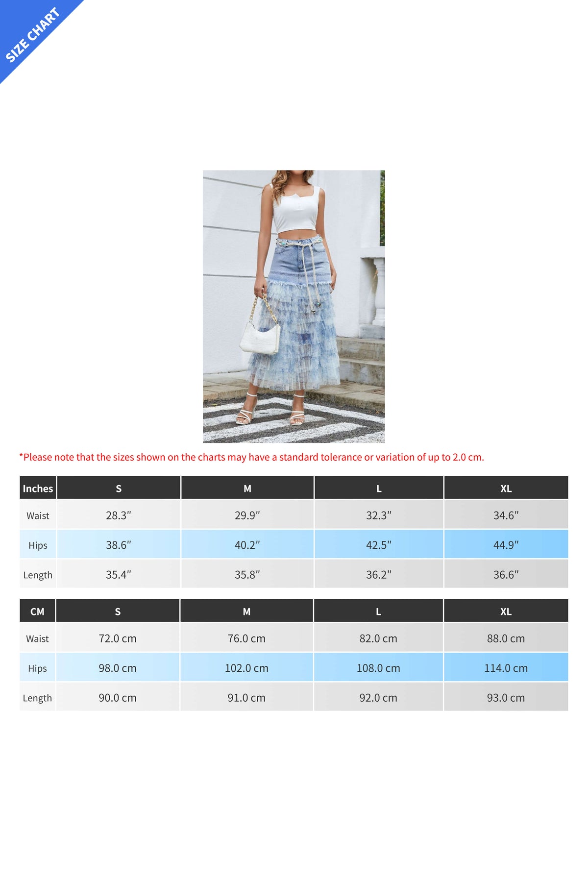 Floral Mesh Spliced Denim Midi Skirt Lavish Daily