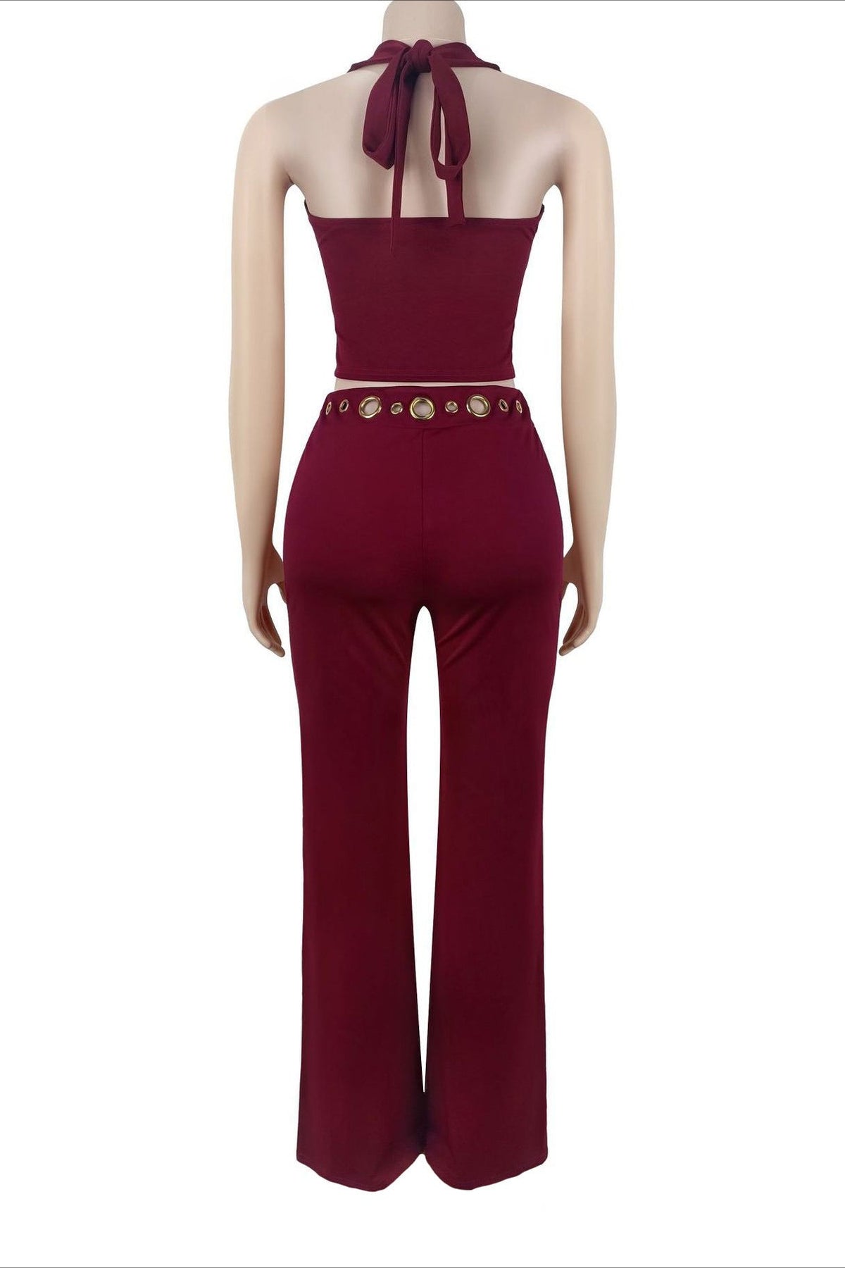 Grommet Halter Neck Two Piece Set Lavish Daily