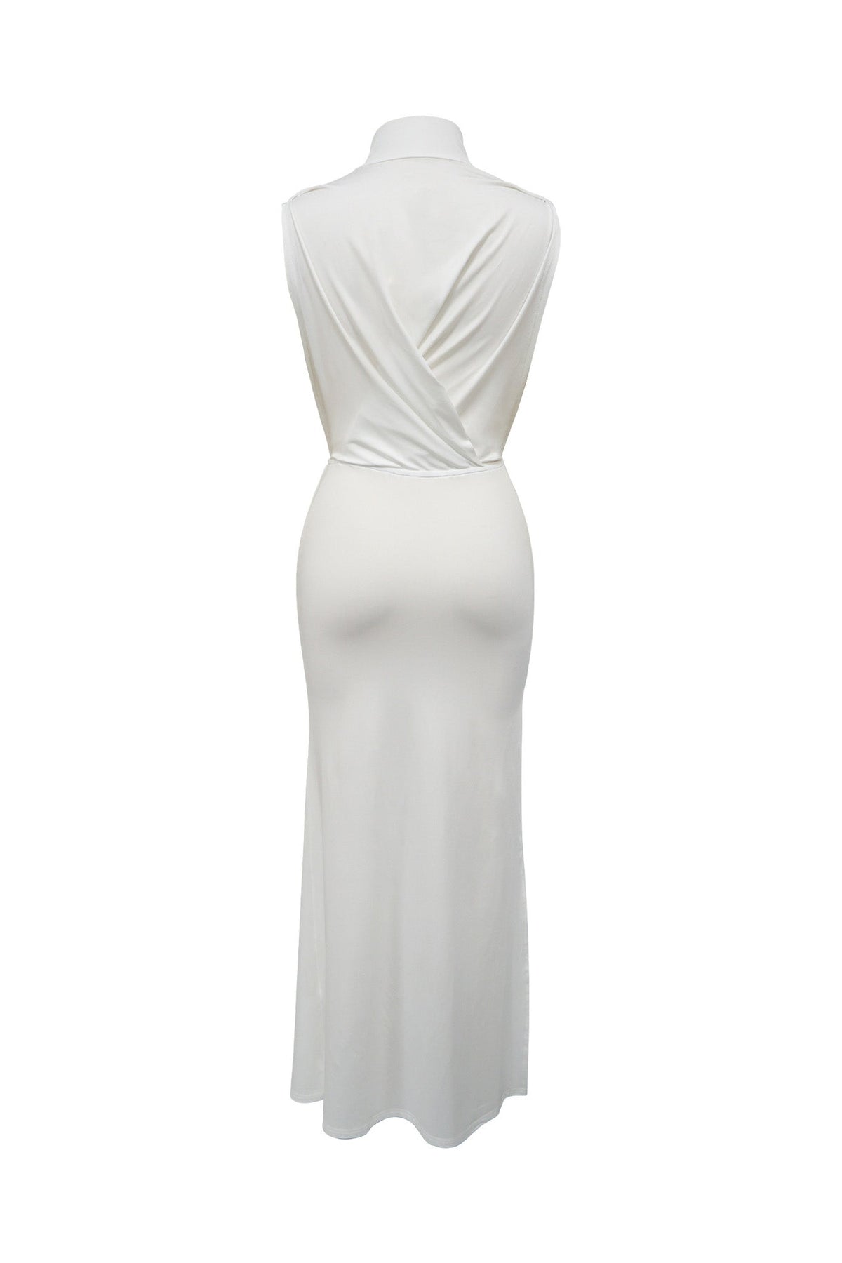 Mock Neck Cutout Ruched Maxi Dress Lavish Daily
