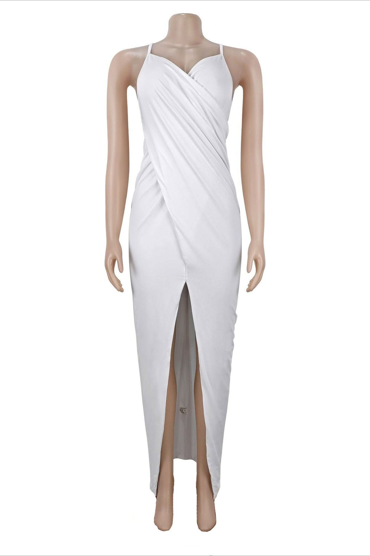 Draped V-Neck Cutout Slit Maxi Dress Lavish Daily