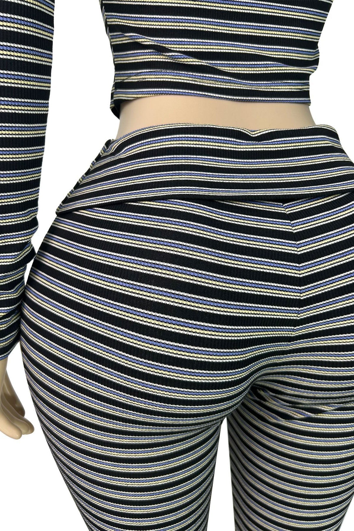 Striped Zip Hoodie & Foldover Capri Pants Set Lavish Daily