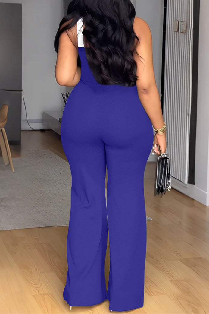 Color Block Cross Strap Wide Leg Jumpsuit Lavish Daily