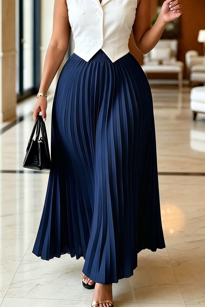 High Waist Pleated Maxi Skirt Lavish Daily