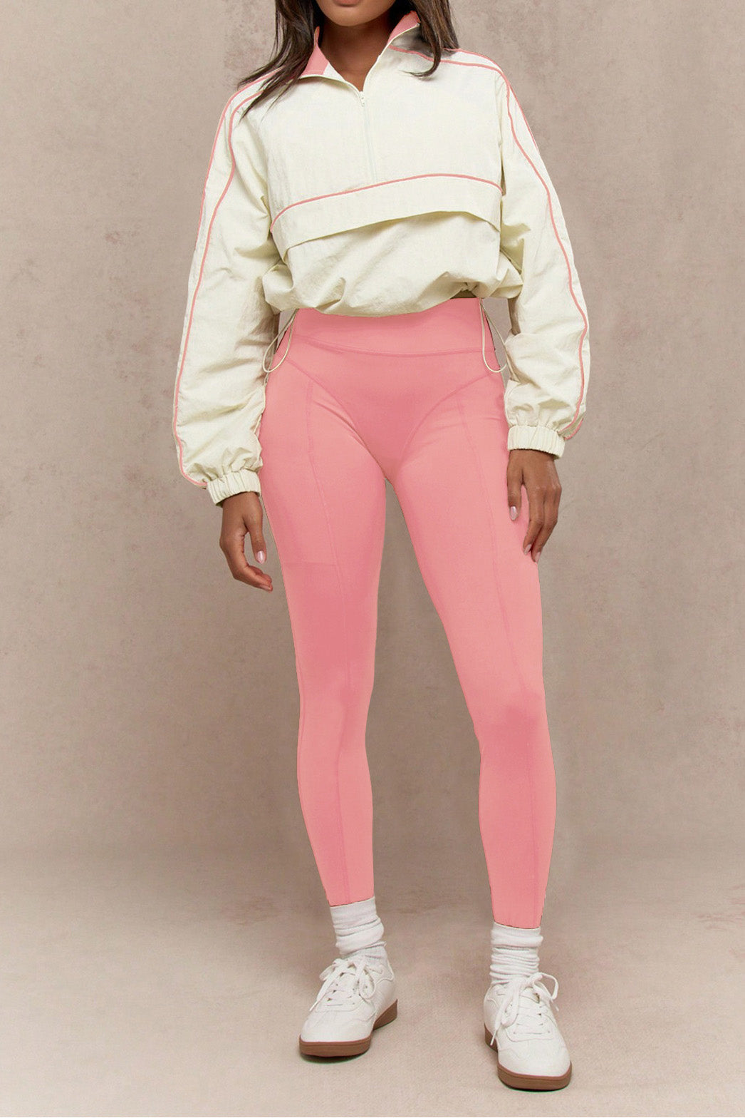 Drawstring Waist Nylon Top & Yoga Pants Activewear Set Lavish Daily