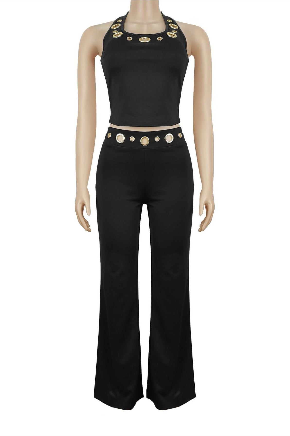 Grommet Halter Neck Two Piece Set Lavish Daily
