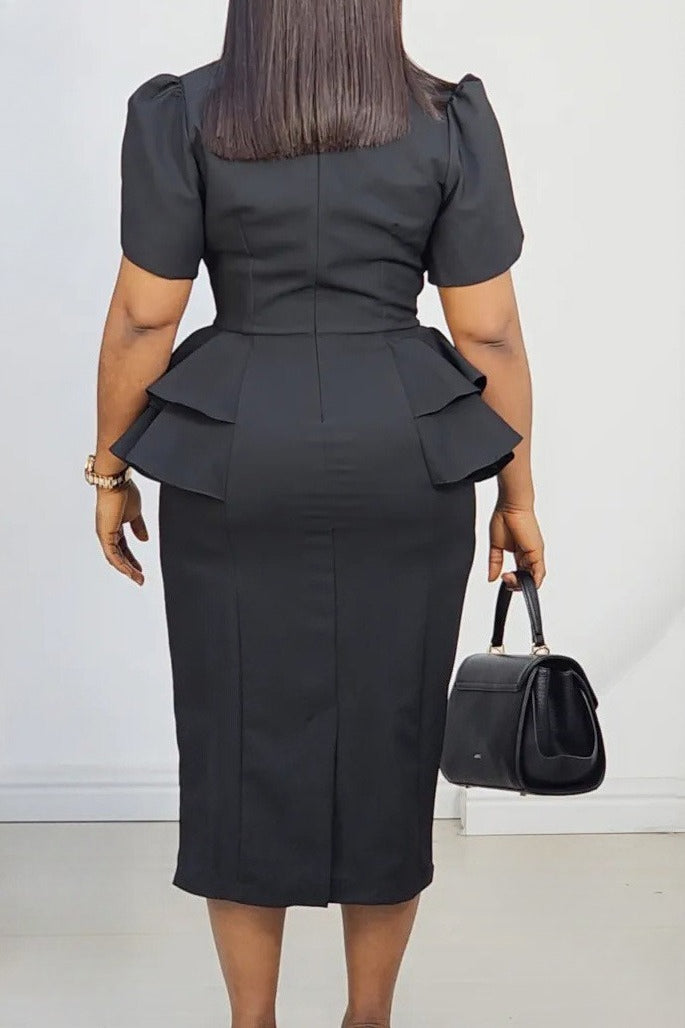 Tailored Asymmetrical Belted Midi Dress Lavish Daily