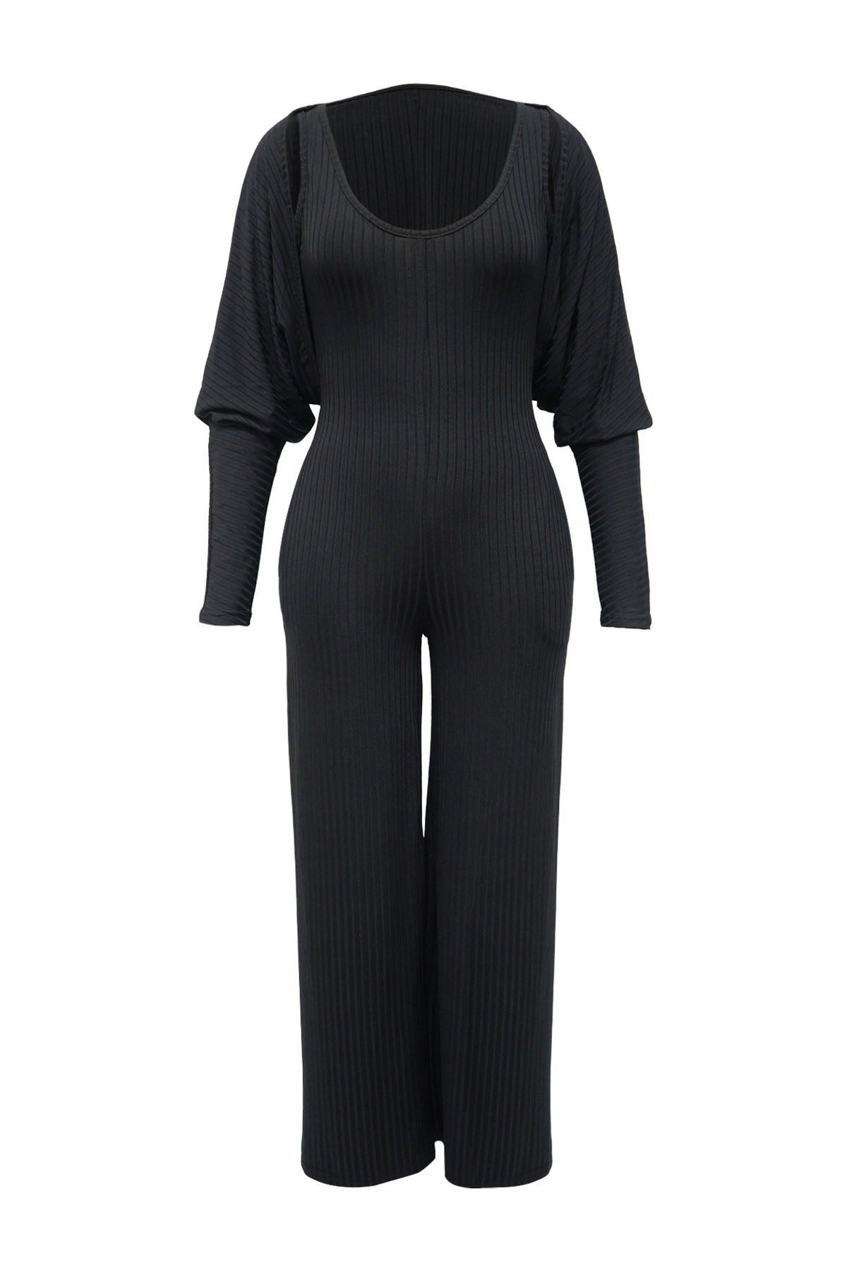 2-Piece Ribbed Knit Tank Jumpsuit & Cropped Top Set Lavish Daily