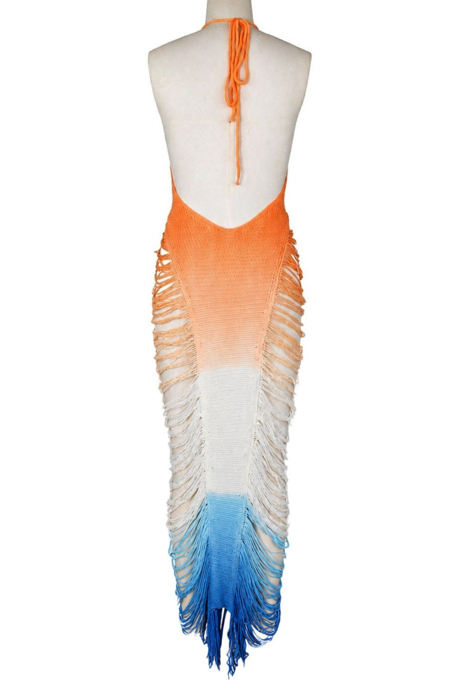 Crochet Halter Fringe Maxi Dress Lavish Daily