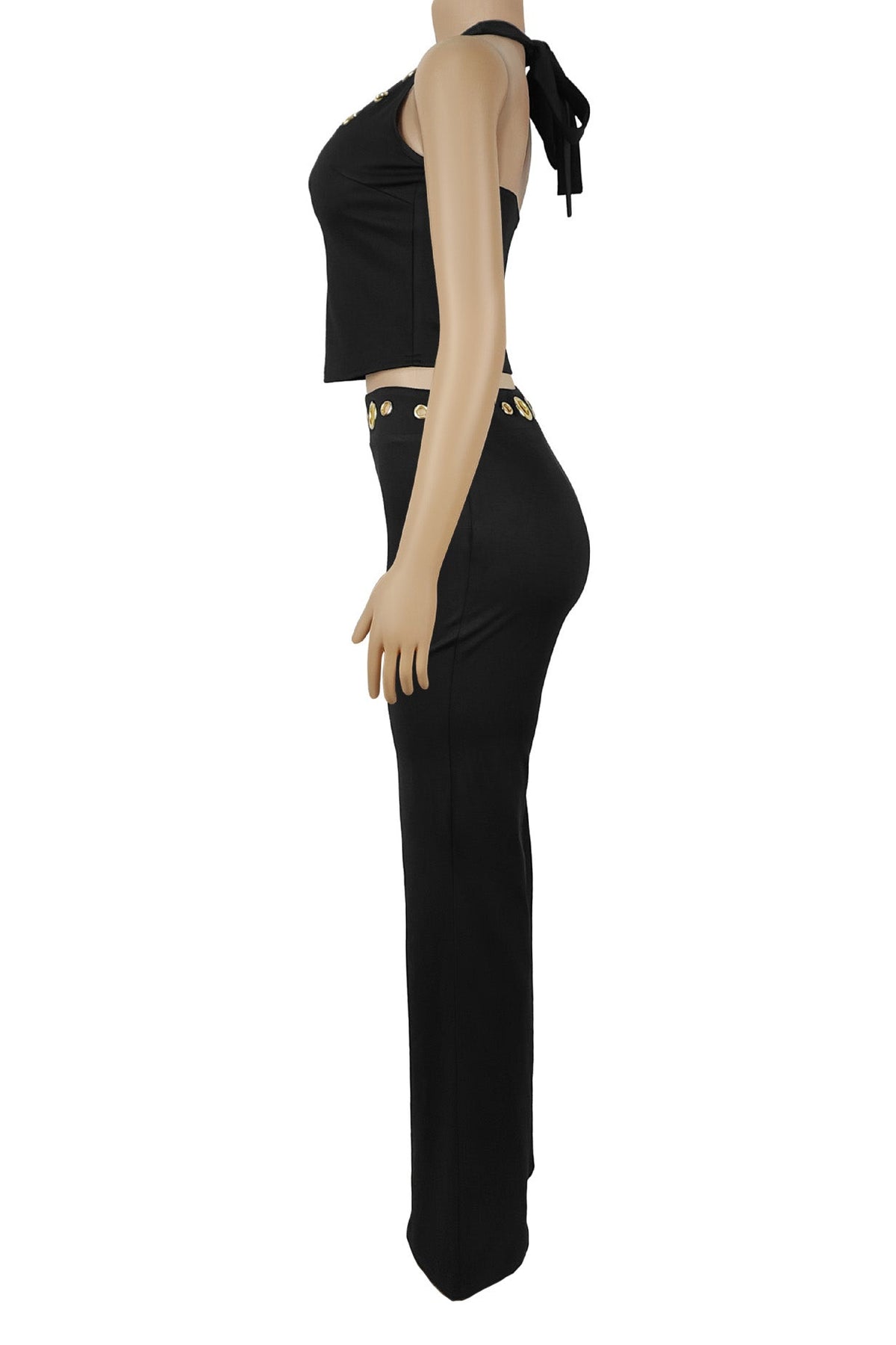 Grommet Halter Neck Two Piece Set Lavish Daily