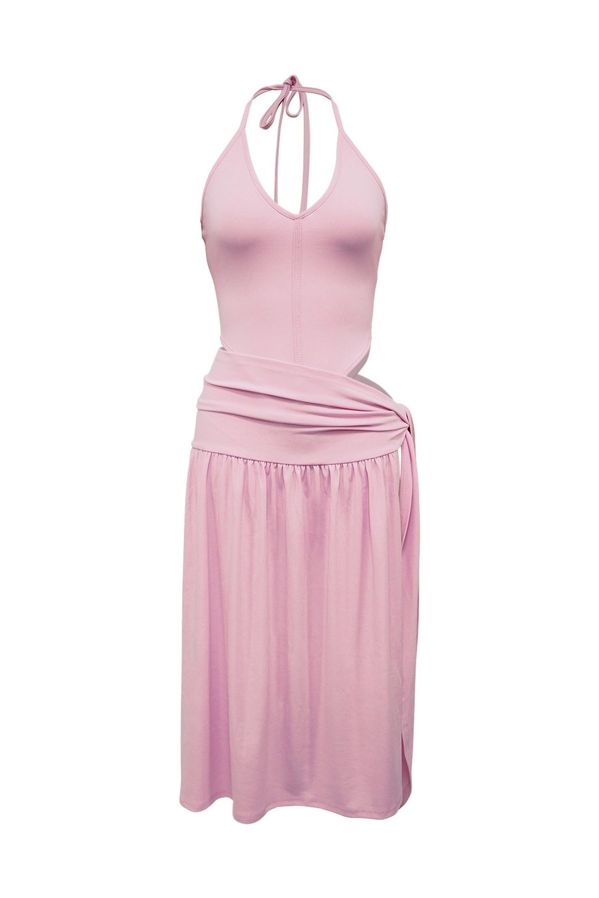 Plunge Halter & High Slit Maxi Skirt Set LavishDaily