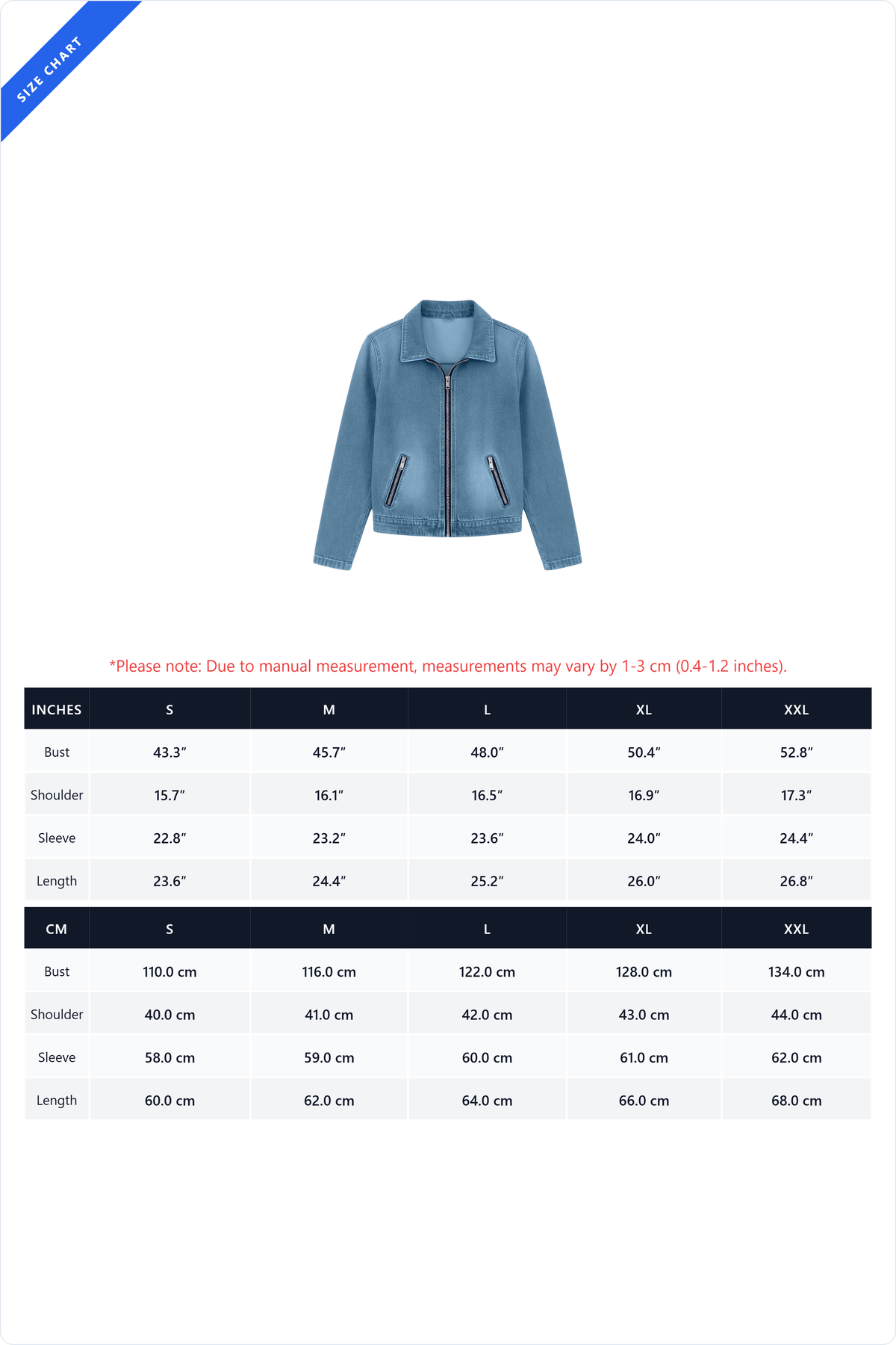 Washed Zip Front Denim Jacket Lavish Daily