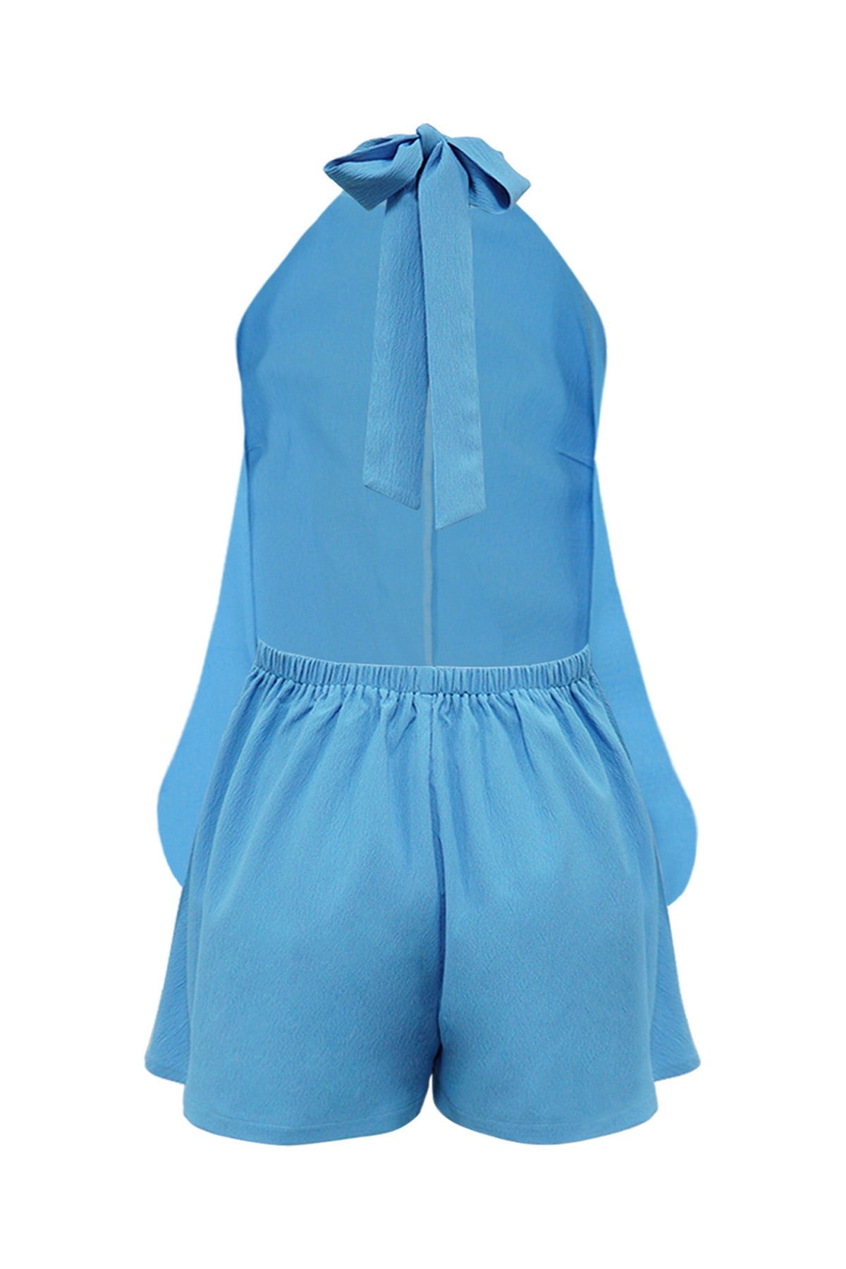 Textured Halter Flyaway Romper LavishDaily