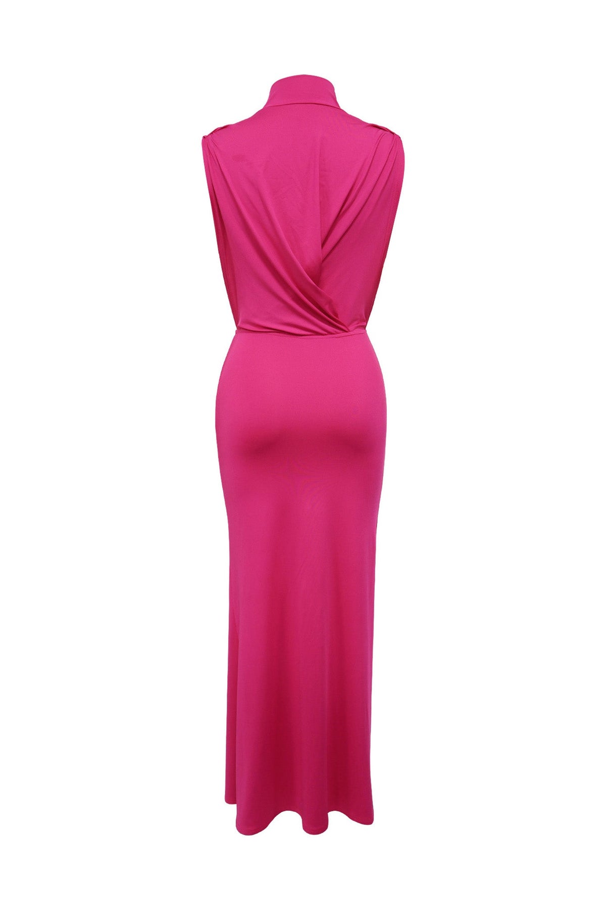 Mock Neck Cutout Ruched Maxi Dress Lavish Daily