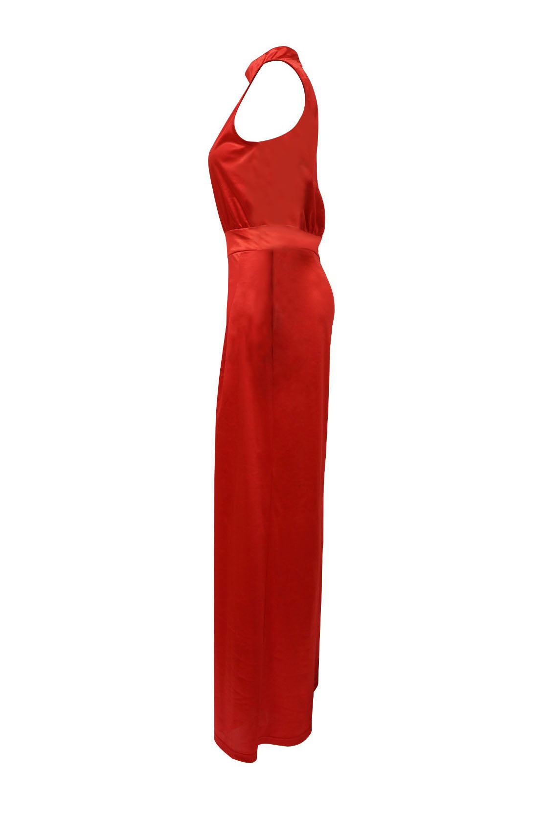 Sleeveless Mock Neck Pleated Wide Leg Jumpsuit Lavish Daily