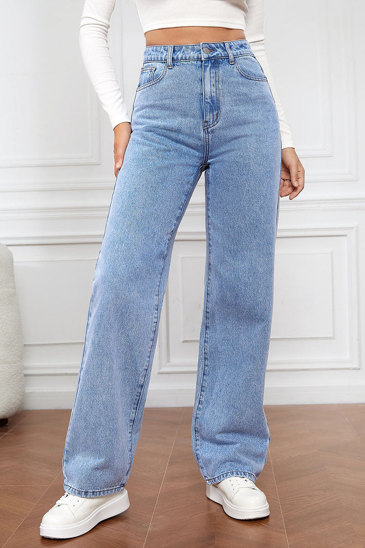 High-Waisted Straight Leg Jeans Lavish Daily