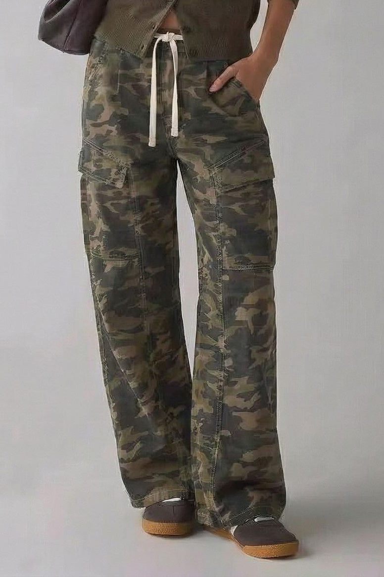 Drawstring Waist Baggy Cargo Jeans Lavish Daily