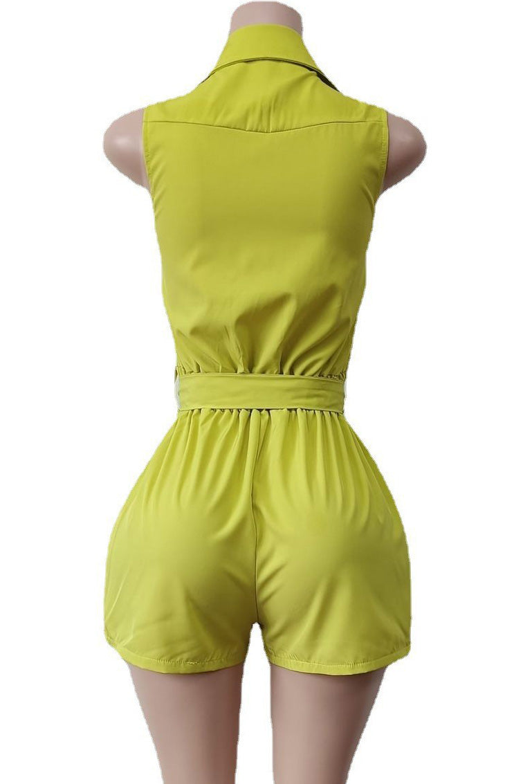 Sleeveless Tie Waist Casual Romper Lavish Daily