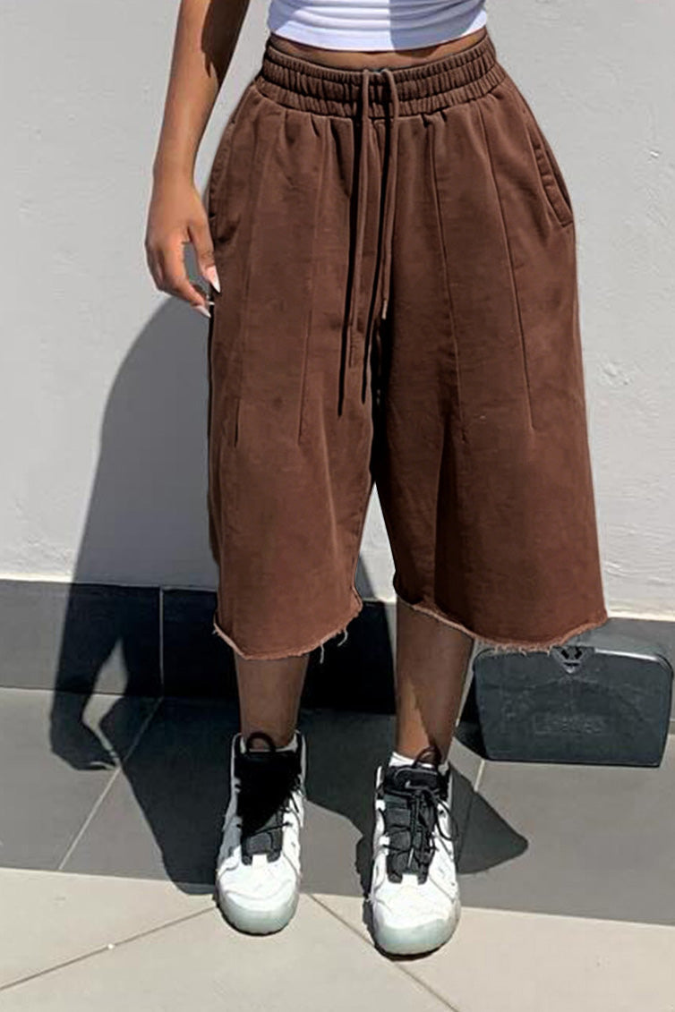 Vintage Wash Raw Hem Baggy Sweat Shorts Lavish Daily