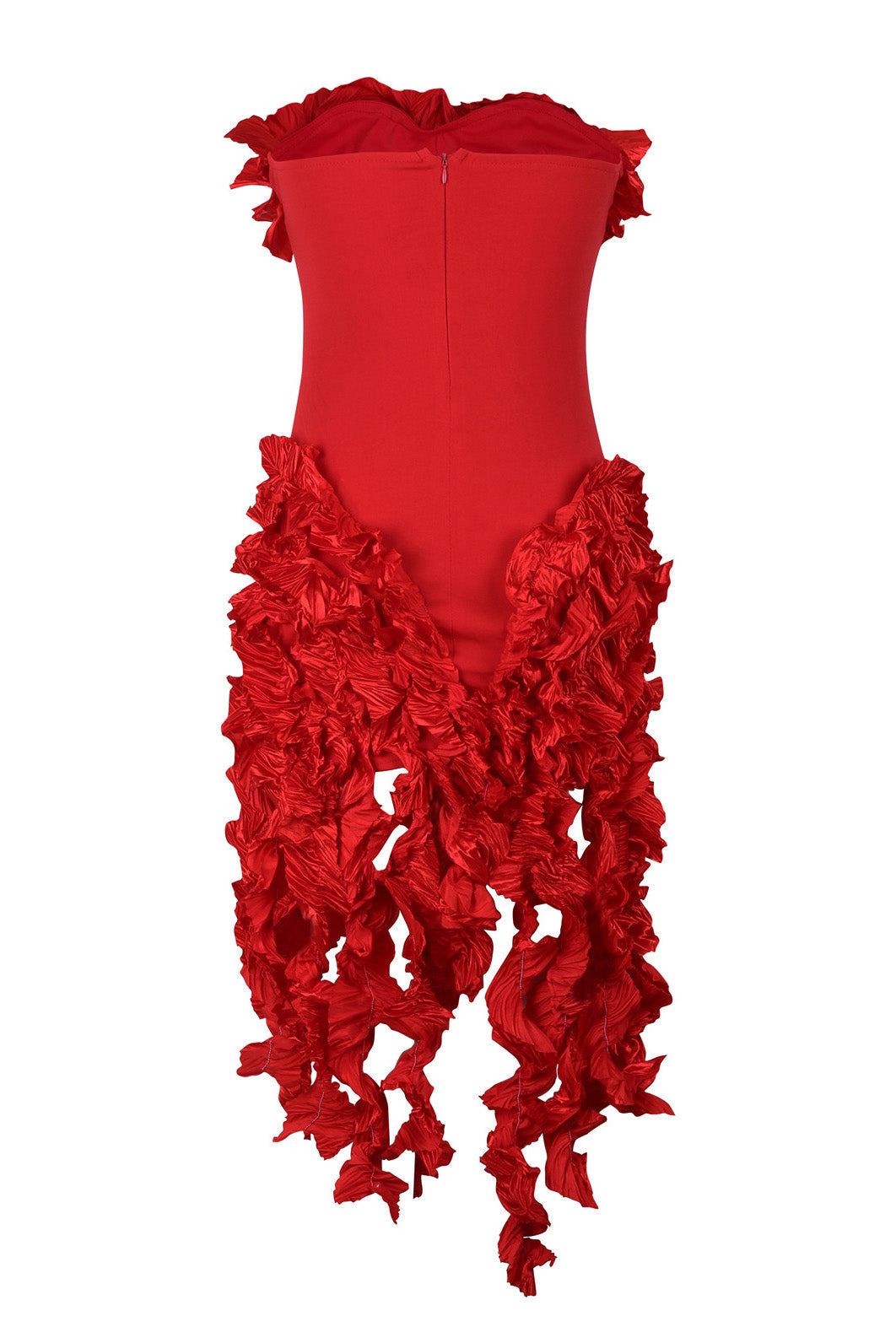 Strapless 3D Ruffle Asymmetrical Dress Lavish Daily
