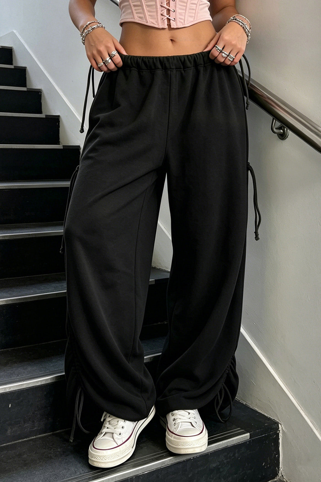 Adjustable Drawstring Baggy Parachute Pants Lavish Daily