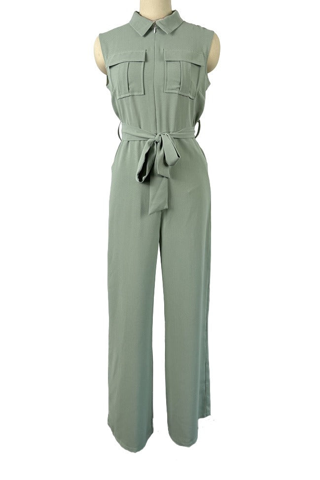 Collared Wide Leg Jumpsuit Lavish Daily