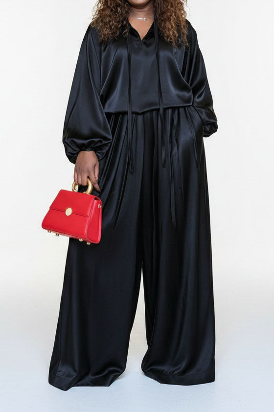 Drawstring Top & Wide Leg Pants Set Lavish Daily