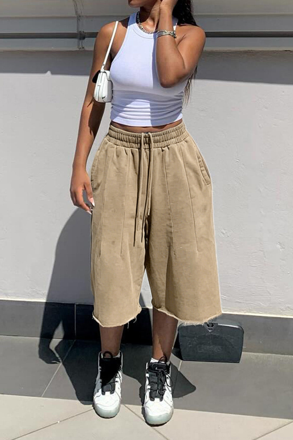 Vintage Wash Raw Hem Baggy Sweat Shorts Lavish Daily
