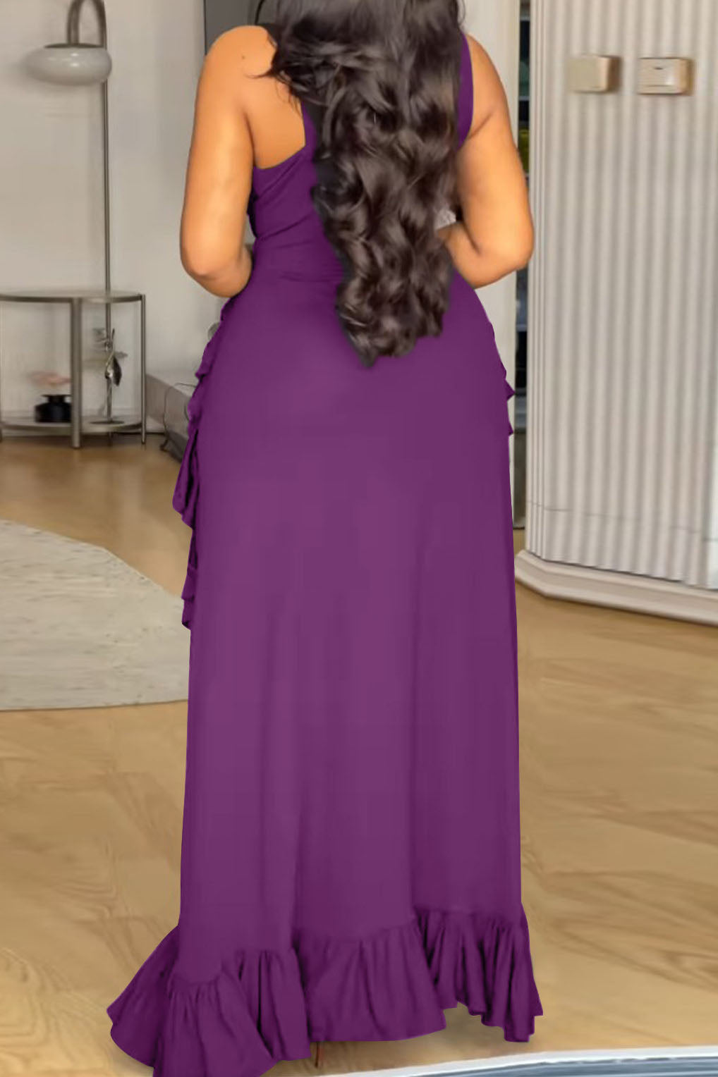 Plus Size Ruffle V-Neck Maxi Dress Lavish Daily
