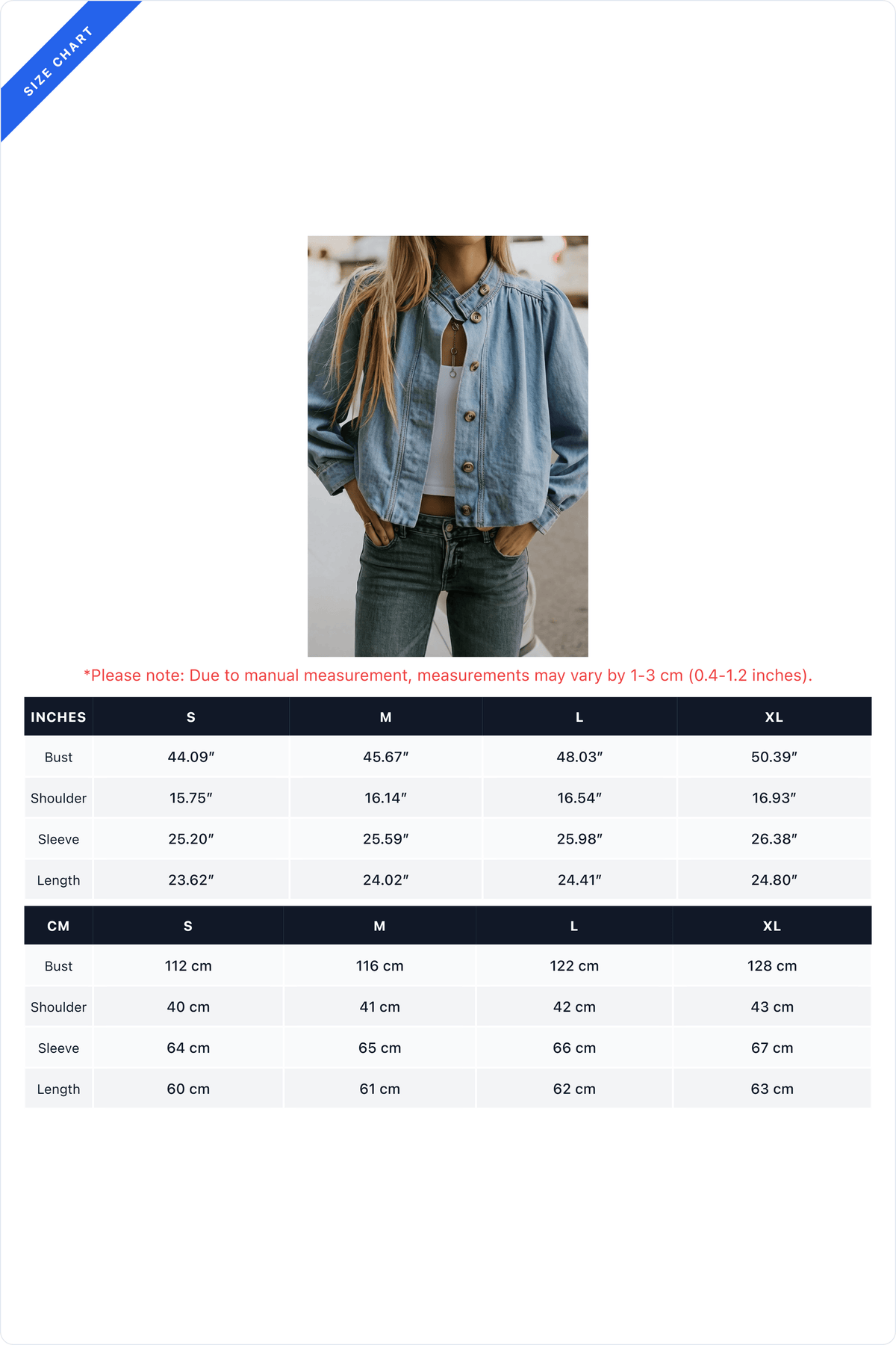 Puff-Sleeve Stand-Collar Denim Jacket Lavish Daily
