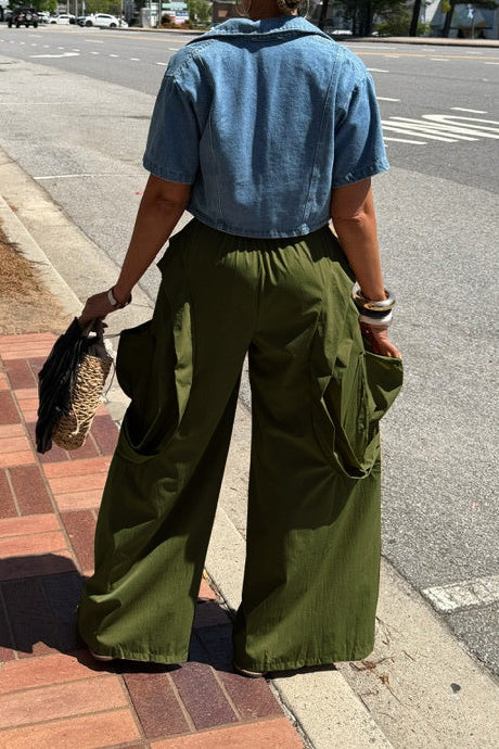 Cascading Ruffle Wide Leg Parachute Pants Lavish Daily