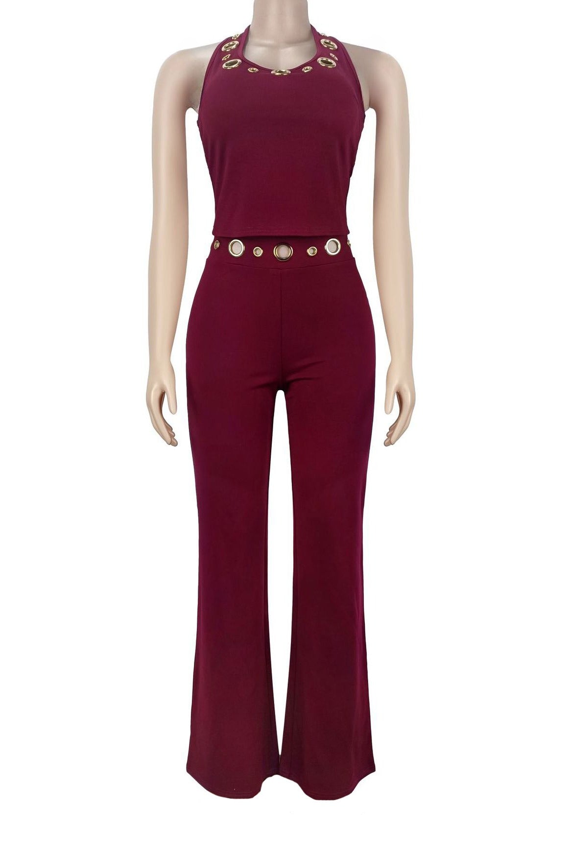 Grommet Halter Neck Two Piece Set Lavish Daily