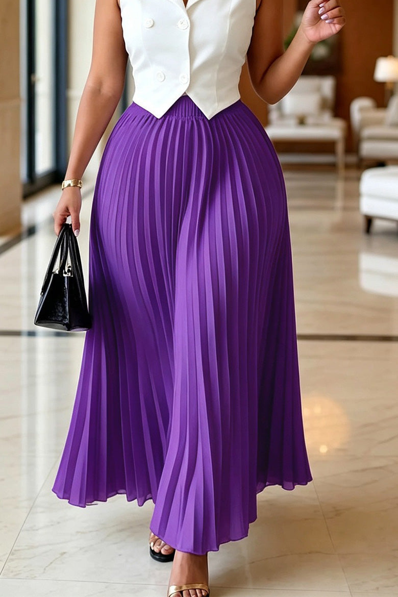 High Waist Pleated Maxi Skirt Lavish Daily