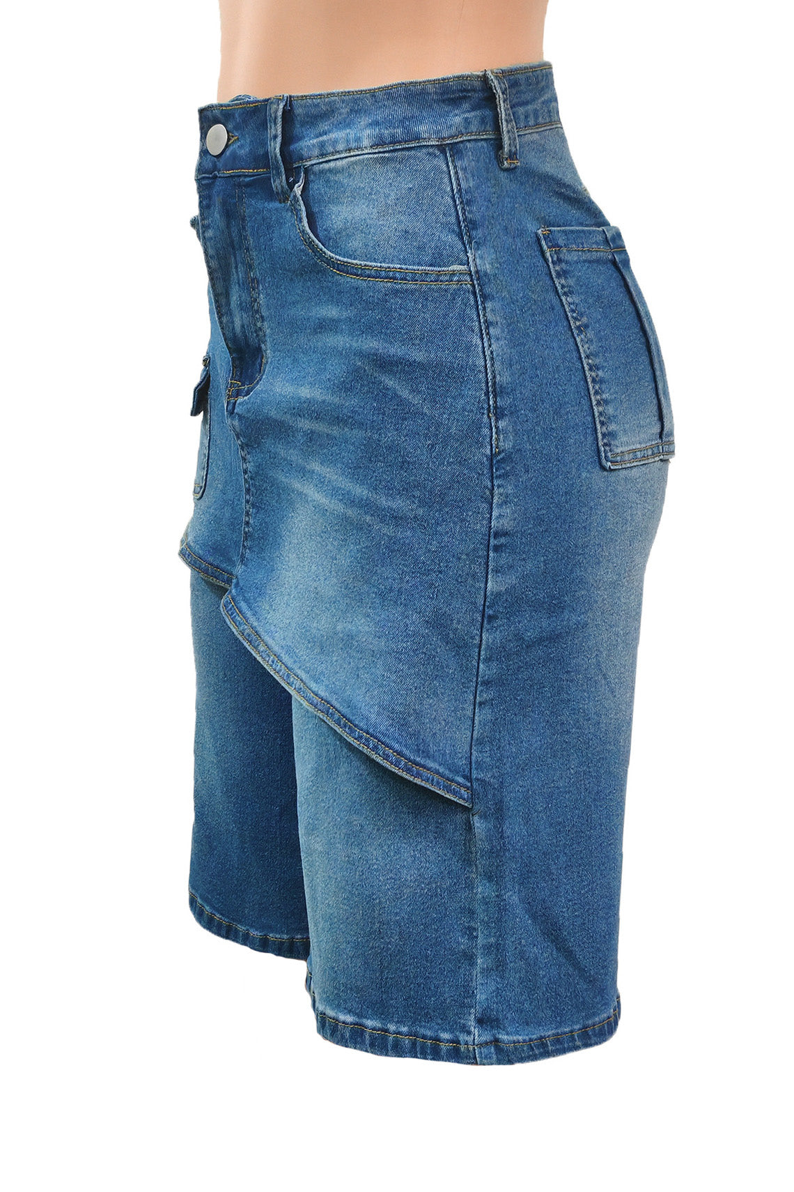 Layered Baggy Denim Skort Shorts Lavish Daily