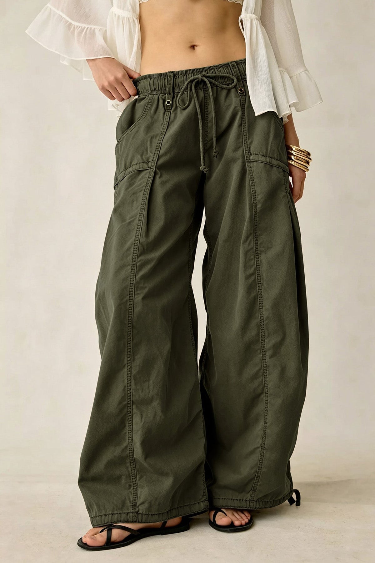 Wide Leg Drawstring Parachute Pant Lavish Daily