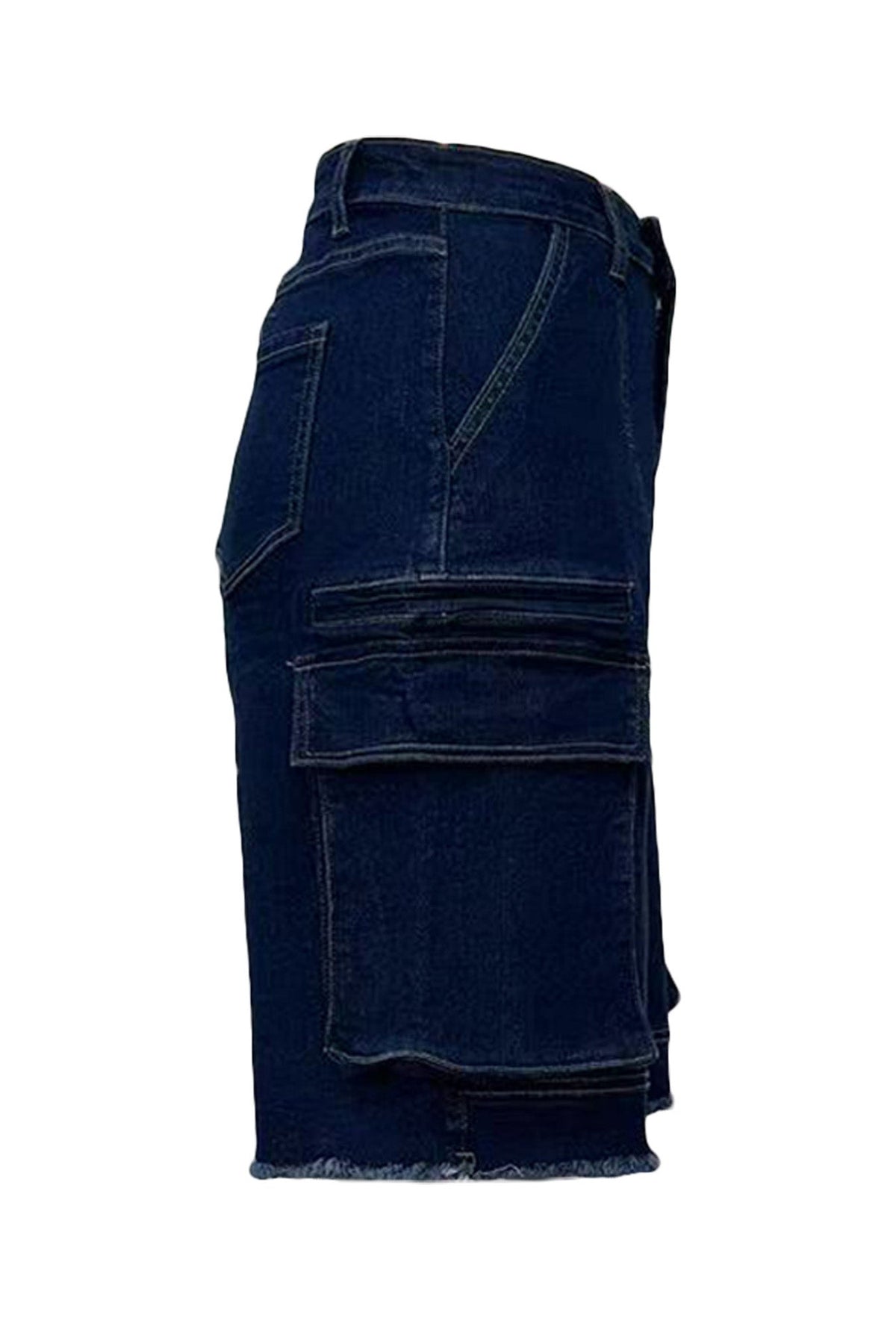 Vintage Wash Raw Hem Denim Cargo Jorts Lavish Daily