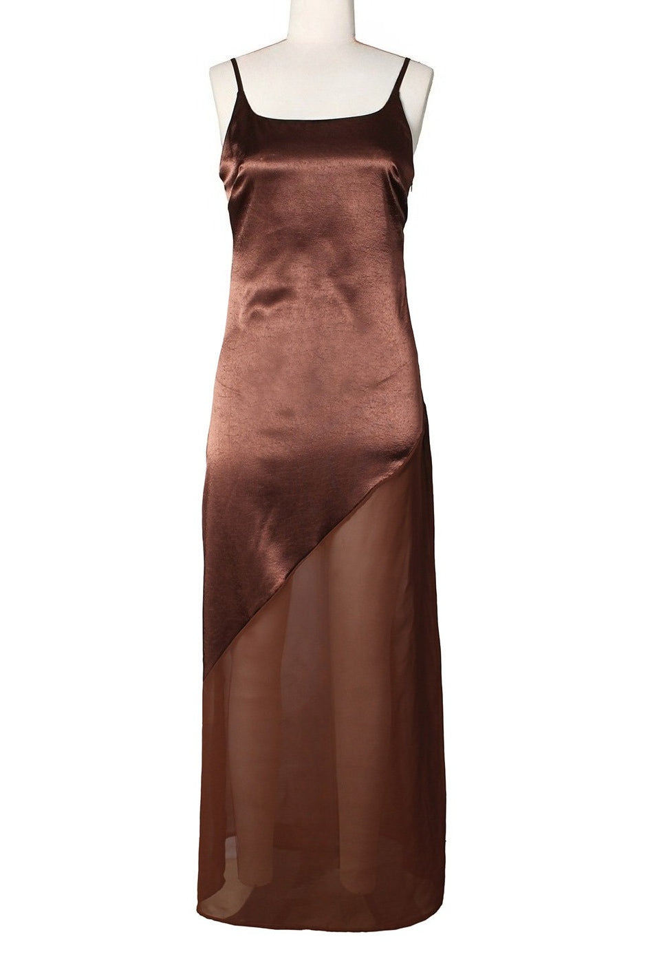 Asymmetrical Satin Sheer Maxi Dress Lavish Daily
