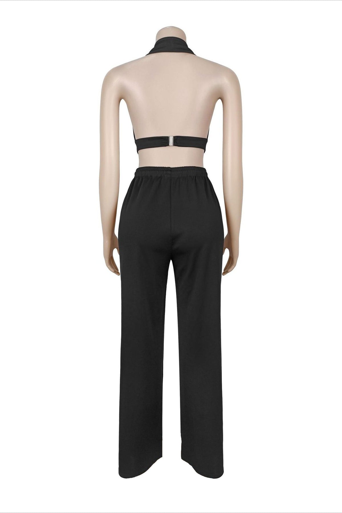 Oversized Eyelet Halter Crop Top & Pant Set Lavish Daily
