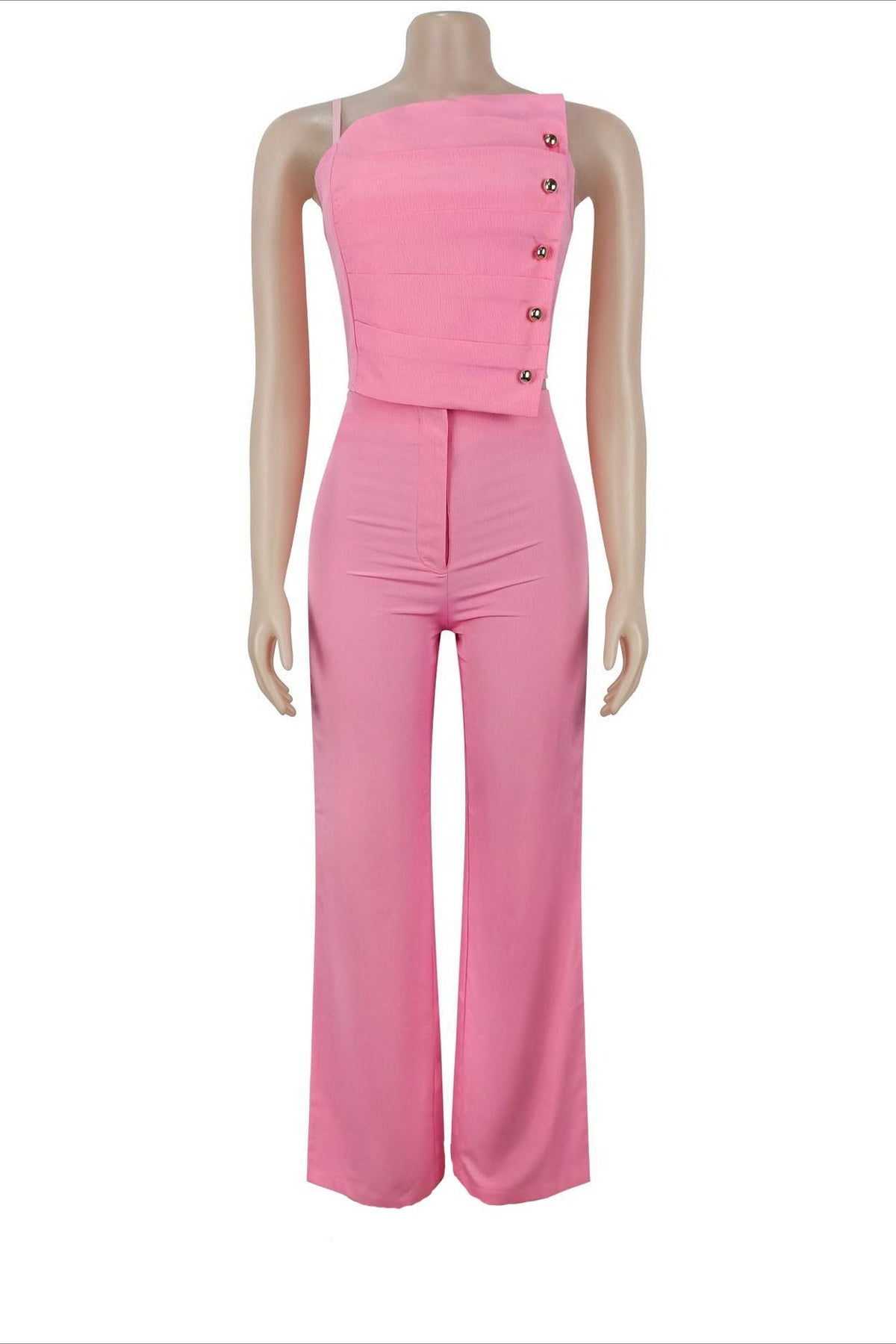 Asymmetrical Button Cami Pant Set Lavish Daily