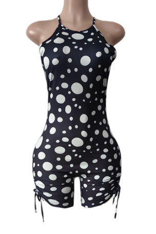 Dot Halter Bodycon Romper Lavish Daily