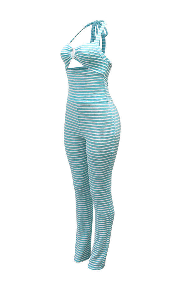 Jacquard Stripe 2-Piece Set with Crop Top & Pants Lavish Daily