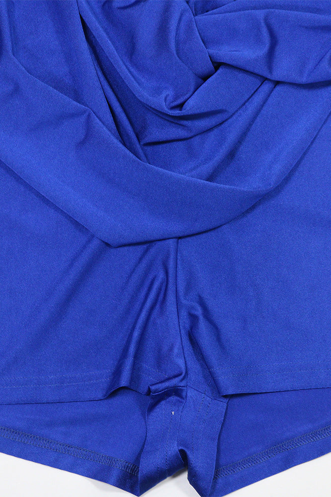 Draped Plunging Halter Backless Romper Lavish Daily