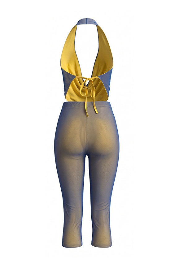 Plunging Halter Capri Set Lavish Daily