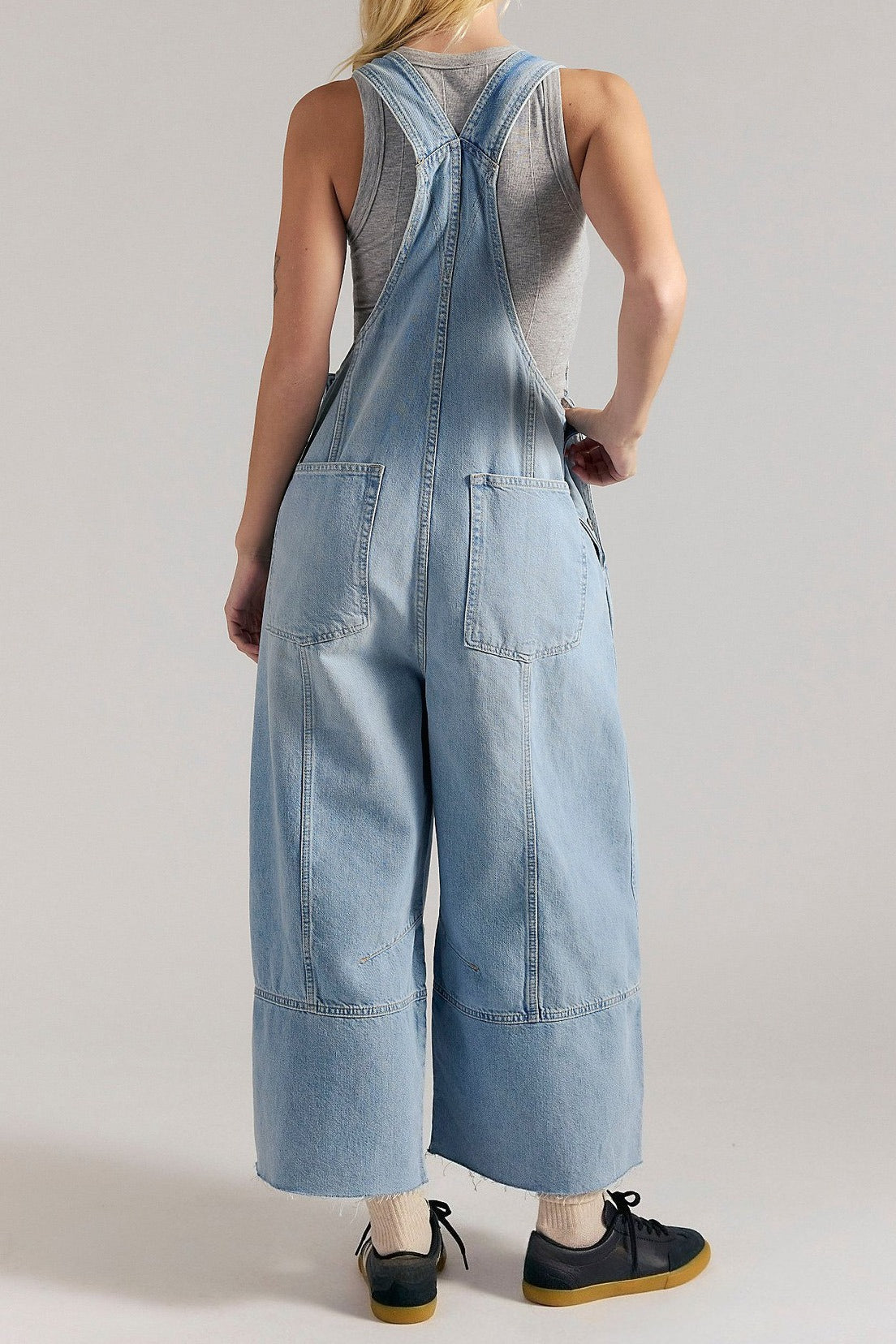 Pleated Wide Leg Denim Overalls Lavish Daily