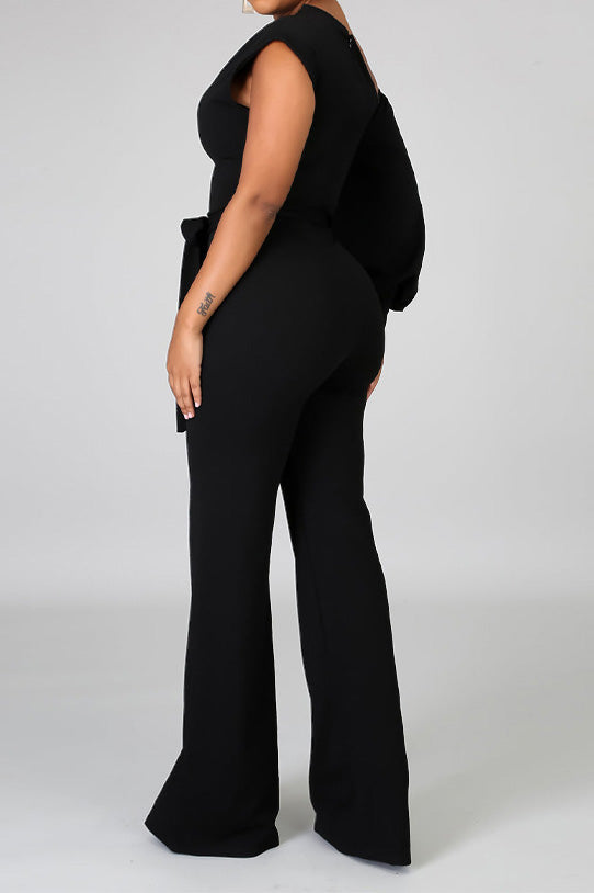 One-Shoulder Puff Sleeve Jumpsuit Lavish Daily
